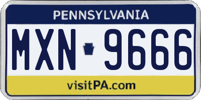PA license plate MXN9666