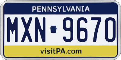 PA license plate MXN9670