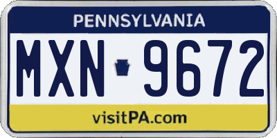 PA license plate MXN9672