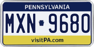 PA license plate MXN9680