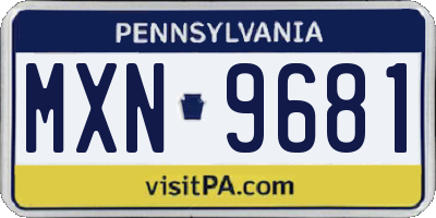 PA license plate MXN9681
