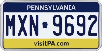 PA license plate MXN9692