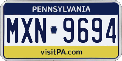 PA license plate MXN9694