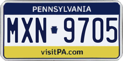 PA license plate MXN9705
