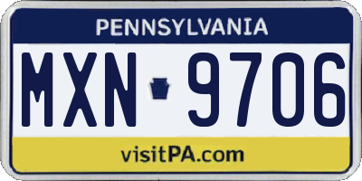 PA license plate MXN9706