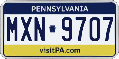 PA license plate MXN9707
