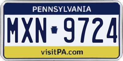PA license plate MXN9724