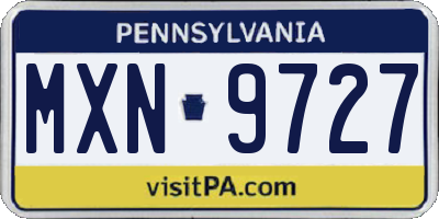 PA license plate MXN9727