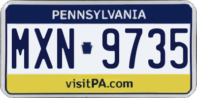 PA license plate MXN9735