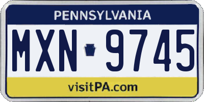 PA license plate MXN9745
