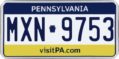 PA license plate MXN9753