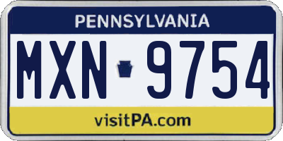 PA license plate MXN9754