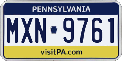 PA license plate MXN9761