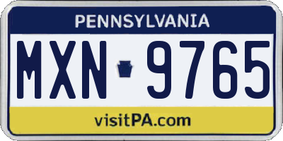 PA license plate MXN9765