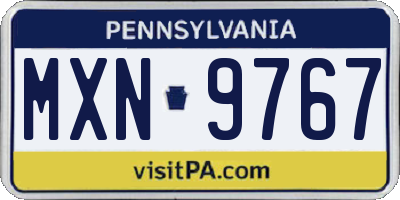 PA license plate MXN9767