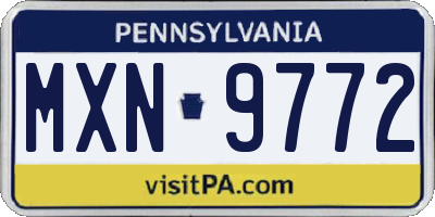 PA license plate MXN9772