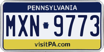 PA license plate MXN9773