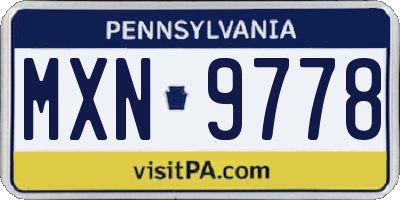 PA license plate MXN9778