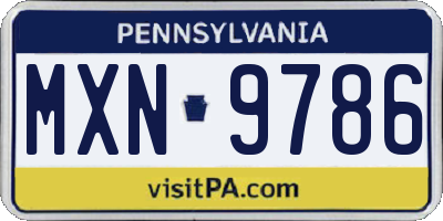 PA license plate MXN9786