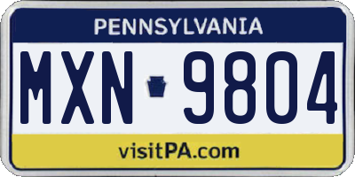 PA license plate MXN9804