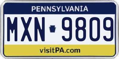 PA license plate MXN9809