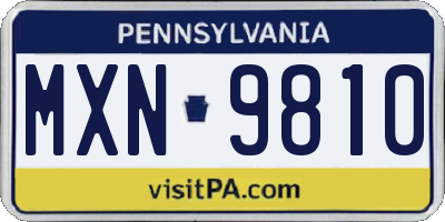 PA license plate MXN9810