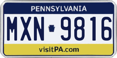 PA license plate MXN9816