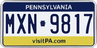 PA license plate MXN9817