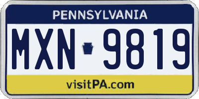 PA license plate MXN9819