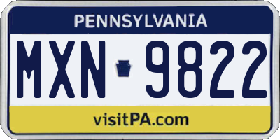 PA license plate MXN9822