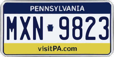 PA license plate MXN9823