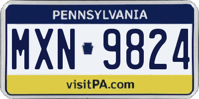 PA license plate MXN9824