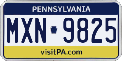 PA license plate MXN9825