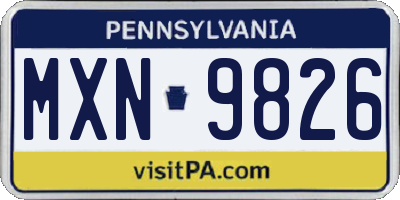 PA license plate MXN9826