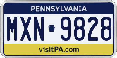 PA license plate MXN9828