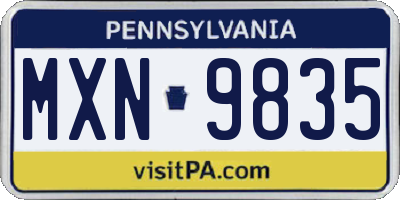 PA license plate MXN9835