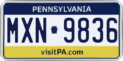 PA license plate MXN9836