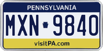 PA license plate MXN9840