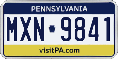 PA license plate MXN9841