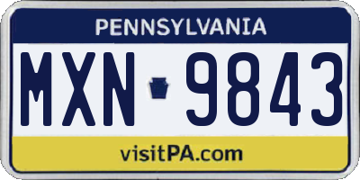 PA license plate MXN9843