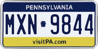 PA license plate MXN9844