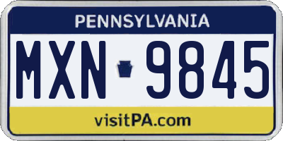 PA license plate MXN9845