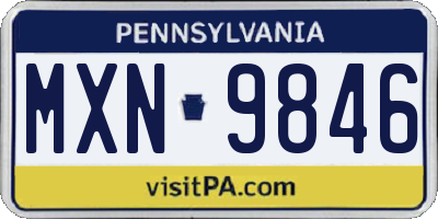 PA license plate MXN9846
