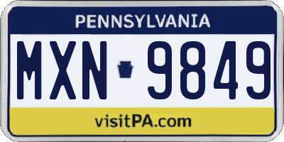 PA license plate MXN9849