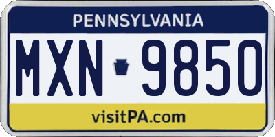 PA license plate MXN9850