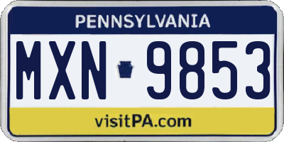 PA license plate MXN9853