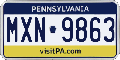 PA license plate MXN9863