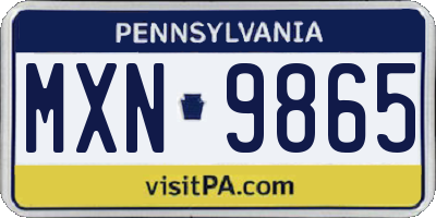 PA license plate MXN9865