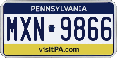 PA license plate MXN9866