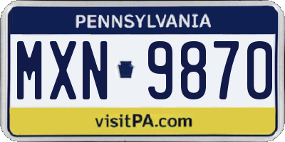 PA license plate MXN9870